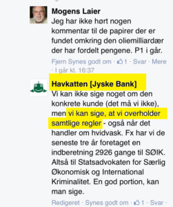 Jyske Bank skriver at at banken overholder samtlige regler
